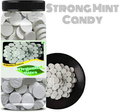 Organic Bites Mint Candy (Extra Strong Mint Candy) Sugar Bolied Mint Candy - 200 gm Jar Pack Mint Candy