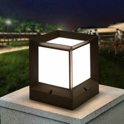 Online Generation Outdoor Gate Light, Lights for Boundary Pillar Lamp Cube Shape (Pack of 1,12watts , Black) Gate Light Outdoor Lamp
