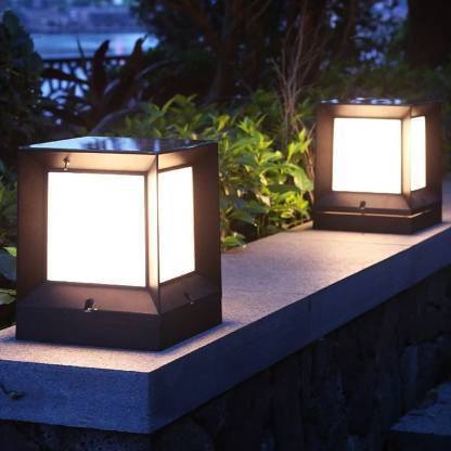 Online Generation Outdoor Gate Light, Lights for Boundary Pillar Lamp Cube Shape (Pack of 2 ,12watts , Black) Gate Light Outdoor Lamp