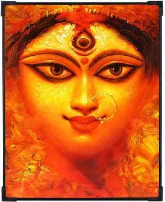 FURNATO Home Decor | UV Coated MDF of Beautiful Maa Durga Picture Painting Digital Reprint 7.5 inch x 6 inch Painting