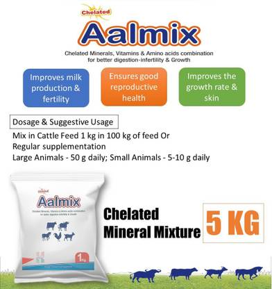 Aalmix Chelated Mineral Mixture for Cow, Buffalo, Sheep, Horse & Poultry, 5 Kg Powder Pet Health Supplements
