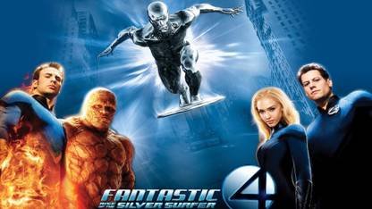 fantastic 4 rise of the silver surfer team mr fantastic reed richards invisible woman susan storm human torch johnny storm the thing ben grimm Wall Poster Print on Art Paper 13x19 Inches Paper Print