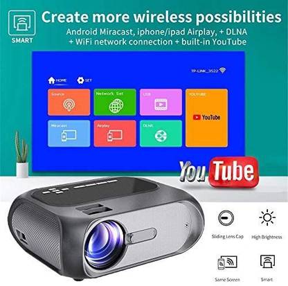 TOTAL T4 Mini Portable Projector With Screen Mobile Phone Large Screen And Stereo (4700 lm) Portable Projector