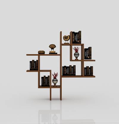 V Create Store Pre laminated Wood Wall Decor Book Shelf/Wall Display Rack (Walnut Finish) Particle Board Wall Shelf