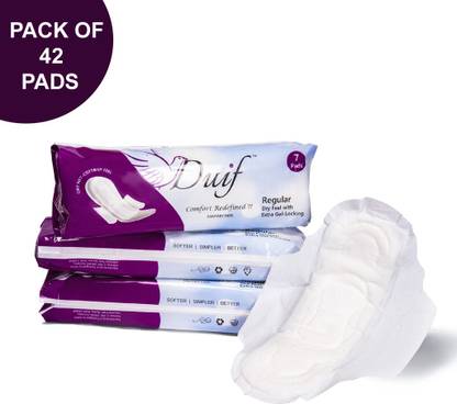 DUIF Regular Straight Large dry net cotton feel Extra SAP Gel-locking (L, Pack of 42) Sanitary Pad