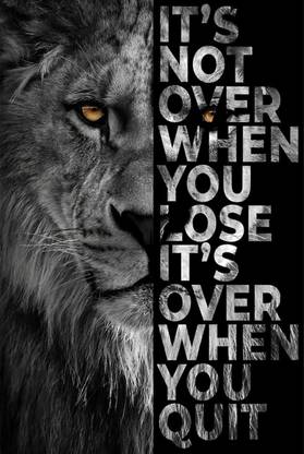 Wall gallery 45.72 cm The Lion Attitude Motivational Quotes | Goal Achievement |Thinking of you lion Self Adhesive Sticker