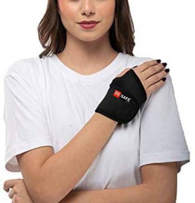 BE SAFE Forever Wristband Support with Thumb Loop Thumb and Wrist Brace Support for Gym, Black Finger Support