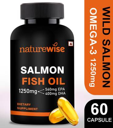 Naturewise Wild Salmon Fish Oil Capsules for Men & Women with Omega 3 (1250mg)