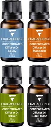 Hriday Helixer, Black Rose, Mandarin, Equity Aroma Oil, Potpourri, Diffuser, Diffuser Set, Refill Aroma oil Set of 4