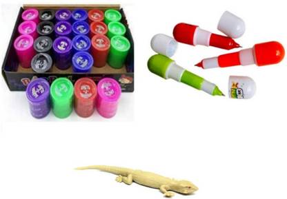 इंशन 3 IN 1 ( 2 slime jelly + 1 chipkali /lizard + 1 capsule pen)
