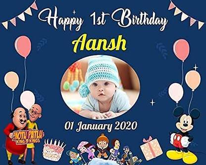 Sudha Ad Print Happy Birthday Customised Party Background Banner(4 ft x 3 ft) Banner