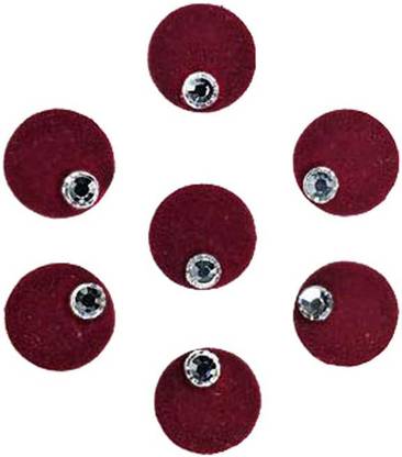 Comet Busters Round Maroon Velvet Bindi With Silver Stone (8 mm) (BV450) Forehead Maroon Bindis