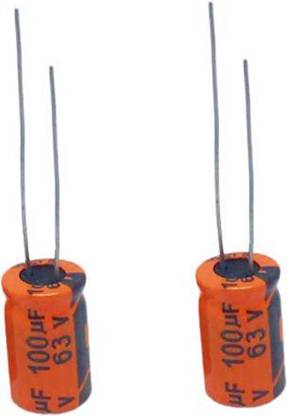 sl sales Capacitor 100uF 63V (8*12mm) Radial Lead Electrolytic Capacitors(Pack Of 2) Electronic Components Electronic Hobby Kit