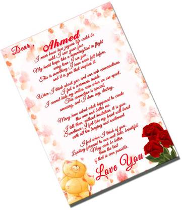 Midas Craft I Love You Ahmed Love Letter Quotes 26 Greeting Card