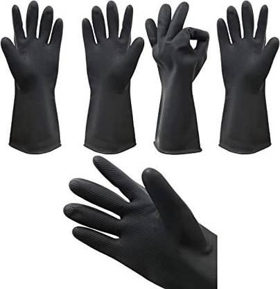 Eopzo Rubber Plastic Multipurpose Natural Gum Rubber Reusable Wet and Dry Glove Set