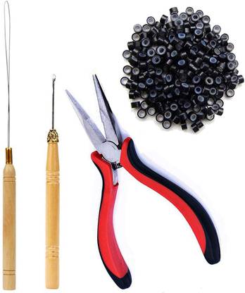 BELLA HARARO Pliers Pulling Hook Bead Device Set With 200PCS Silicone Micro Rings Hair Extension