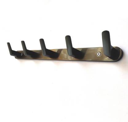 BTL 5 Peg Clothes Hanger for Wall & Behind Door - Satin Black Finish Hook Rail 5