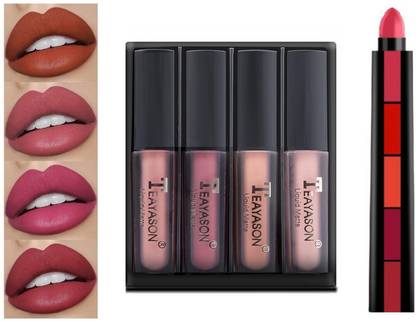teayason Sensational Enrich Forever Matte Liquid Mini Set of 4 + 5in1 Fab Lipstick, Set 4