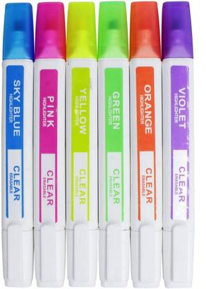 Kandle 6pcs Erasable Highlighter Twin Head Marker Pen Light Pen Drawing Art Supplies