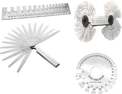 SAMENX Feeler Gauge, Screw Pitch Gauge, Wire Gauge & Rectangular Wire Gauge (PACK OF 4) Hole Gauge