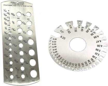 SAMENX SWG Wire Gauge & Drill Gauge Measurement Tool 1/16 Inch to 1/2 Inch (PACK OF 2) Hole Gauge