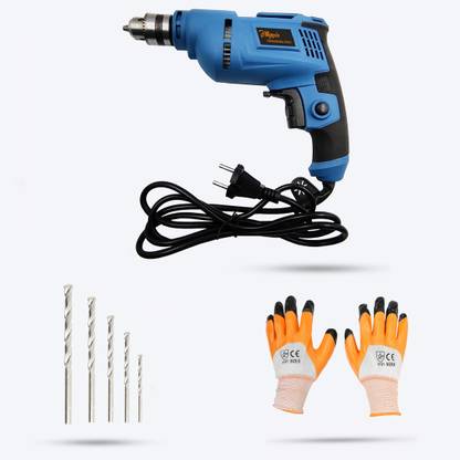 Hillgrove HGCM39M2 All Purpose 500W Grip Drill Machine with Gloves,5 Drill Bits Power & Hand Tool Kit