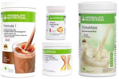 Herbalife Nutrition FORMULA-1 SHAKE BANANA CARAMEL+PROTEIN POWDER -200GM+AFRESH TULSI-+SHAKE MATE Protein Shake