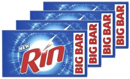 Rin Rin advanced big bar 250 GM soap (PACK OF 4) Detergent Bar With Laundry Brush Dishwashing Detergent