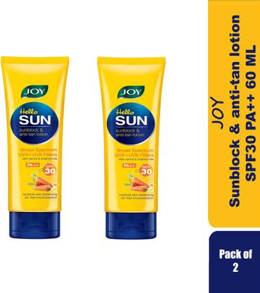 Joy Sunscreen - SPF 50 PA++ SPF 30 Sunblock & Anti-tan Sunscreen Lotion With Carrot & Chamomile (PO2X60ML)