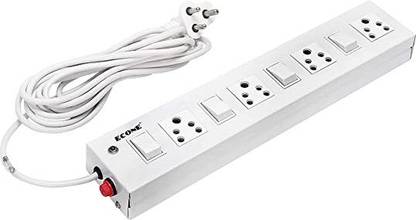 KH kh ECONE Metal Body 6 Amp Power 4 Socket + 4 switch (2 Mtr. Wire Length) 4  Socket Extension Boards