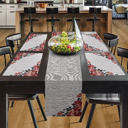 PRAKARTIK Black, Red 180 cm Table Runner