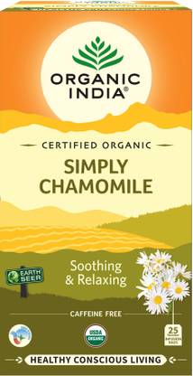 ORGANIC INDIA Simply Chamomile 25 Teabags Herbs Green Tea Bags Box