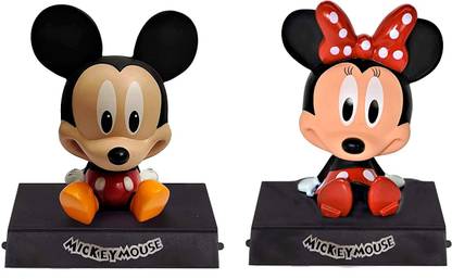 THEPARTYBOOSTER Mickey Mouse & Minnie Mouse Bubble Head for Desk and Car Dashboard Combo