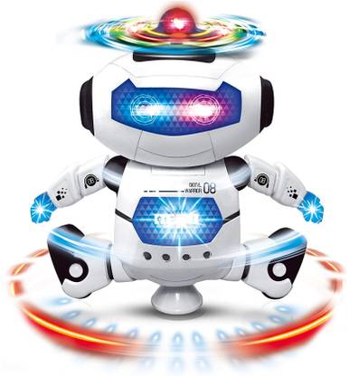 Elegant Lifestyle Dancing Robot Toy with Music and 3D Flashing Lights Toddler 360 Rotation Toy