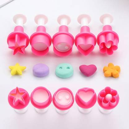 Husaini Mart Fondant Cutters Shapes : Heart, Round, Star, Flower & Smiley for Cake Decoration Cookie Cutter