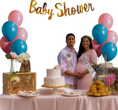 CAMARILLA Mom to be Party Decoration/Mom to be Sash/Dad to be Badge(Set of 43pcs)