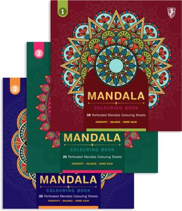 Mandala Colouring Books for Adults with Tear Out Sheets | DIY Activity Books | Frame After Colouring - Set of 3 Books
