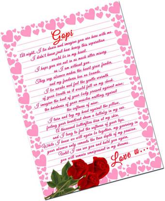 Midas Craft I Love You Gopi Love Letter Quotes 28 Greeting Card