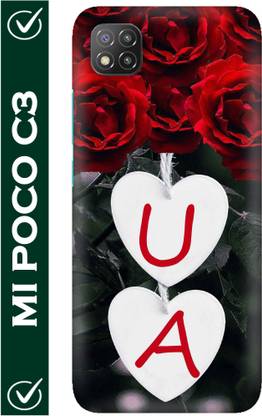 FULLYIDEA Back Cover for POCO C3, Letter U, Alphabet U, Name U, Letter U With A, U Love A