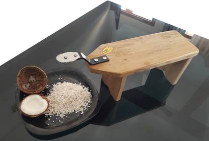 MDT India Real Teak Sitting Stool Type Traditional Coconut Scraper Shredder Wooden Chirava Grater
