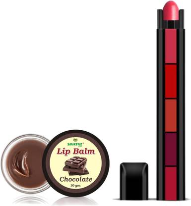SMIETRZ Chocolate Lip Balm 10g & Fab 5 (5 in 1 Lipstick), 7.5g