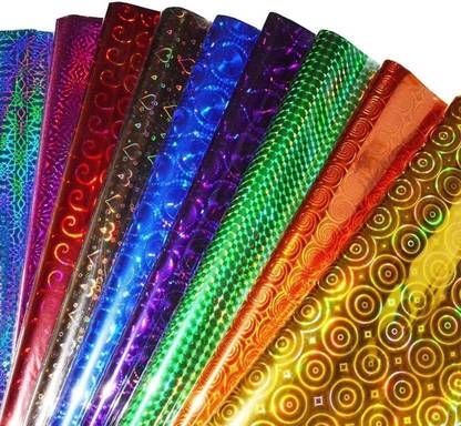 A-Mart™ Gift Wrapping Plastic Sheets Pack Of 50 Pcs With Free Gift (Random Colors & Design) Gift Wrapping Sheets, Random Colors and Designs, Pack Of 50 Sheets, sheet, plastic Plastic Gift Wrapper