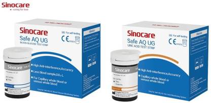 Sinocare Safe AQ UG [ Uric Acid ( U ) with Blood Glucose ( G ) ] ( Strips Only) 100 Glucometer Strips