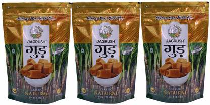 JAGRUSH Mithas Meri Mitti Ki Jagrush Natural GUR (PACK OF 3) Slab 450GM Block Jaggery