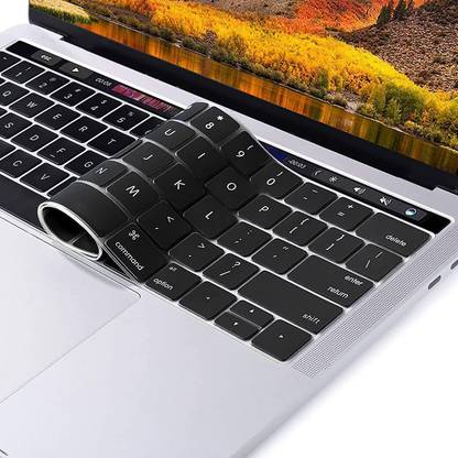 OJOS Keyboard Cover Compatible with MacBook Pro with Touch Bar 13 and 15 inch (Model: A2159, A1989, A1990, A1706, A1707), Silicone Skin Protector, Black Keyboard Skin