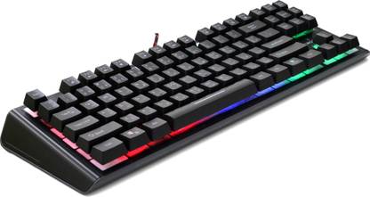MICRODIGIT MD1000GK Fireblade LED Backlit tangle free nylon Wired USB Laptop-size Gaming Keyboard Compatible with Desktop, Laptop, Mac