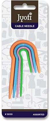 Jyoti Cable Needle for Knitting - Plastic (4 Pieces in Pouch) Hand Sewing Needle