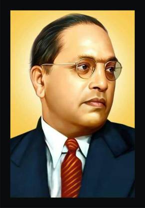 FRIZZY ARTS B.R ambedkar photo frame painting|bhim rao ambedkar paintings Digital Reprint 20 inch x 14 inch Painting