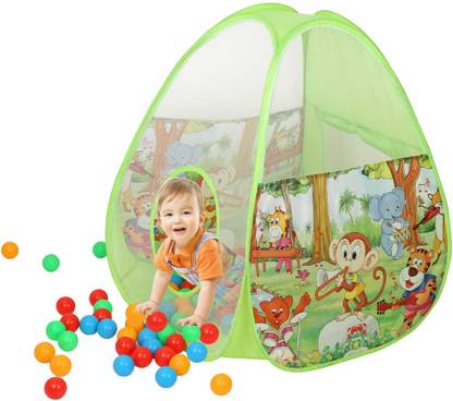SABIRAT Large Size Foldable Jungle Ball Pool With 50 Balls, Play Tent For Kids