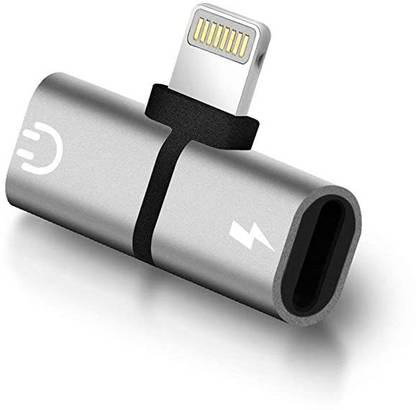SANNO WORLD Silver 2 in 1 Mini Portable Charging Lightning Charger Adapter for iPhone X 7 8 Plus Phone Converter